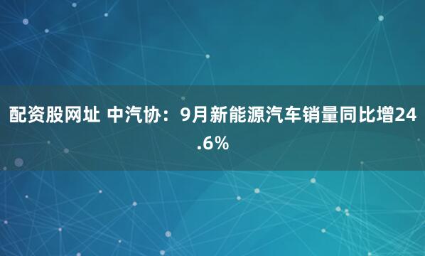配资股网址 中汽协：9月新能源汽车销量同比增24.6%