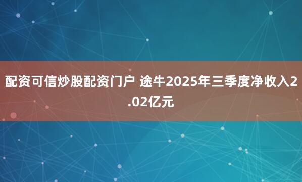 配资可信炒股配资门户 途牛2025年三季度净收入2.02亿元